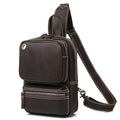 Genuine Leather Sling Bag for Men Women Shoulder Backpack Satchel Crossbody Chest Casual Outdoor Daypack - color: #05deep Brown