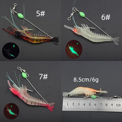 7pc Soft Luminous Shrimp Lure Set | Saltwater Fishing, Shrimp Baits