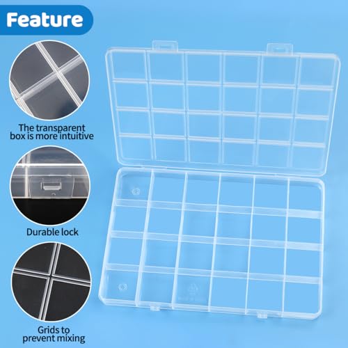 Eppingwin 24 Grids Bead Organizer, Craft Organizers and Storage, Acrylic Organizers, Plastic Bead Organizer Box for Crafts Organizing Storing - color: 24 grids(1 P)