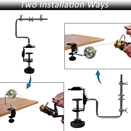 Fishing Line Spooler Winder, Adjustable Fishing Reel Spooler Spooling Station for Spinning Casting Reels - color: with Clamp