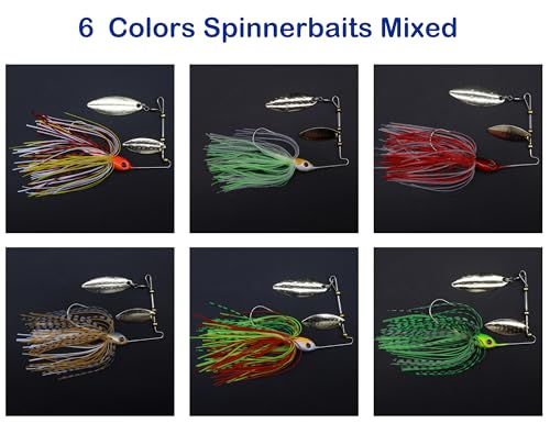 Spinnerbait Bass Fishing Lures Kit Spinner Baits Bass Fishing Lure Hard Metal Lure Topwater Buzzbait Swimbait for Trout Salmon Pike Bass Saltwater Freshwater Fishing