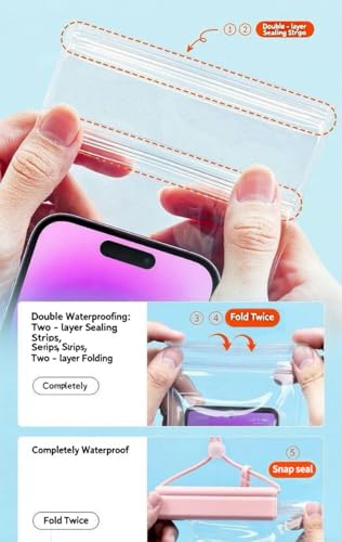 1PCS Waterproof Phone Case - Universal Fit for iPhone 14/13/12 & Android Phones - Submersible Up to 100ft for Kayaking, Fishing, Rain,etc.(Black/White/Pink) (Pink) - color: Pink