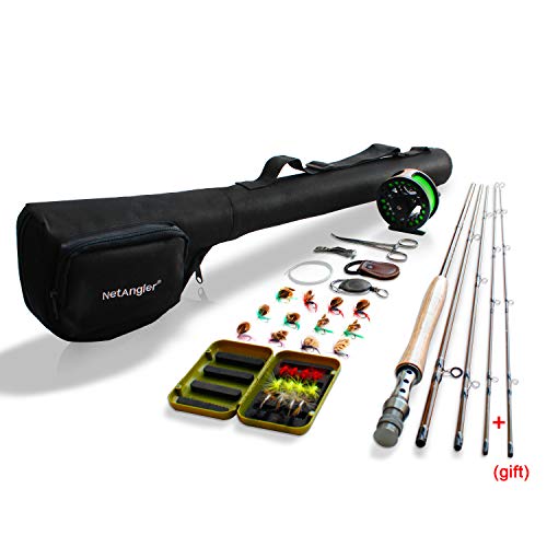 Fly Fishing Rod and Reel Combo, Lightweight Portable 4-Piece Fly Fishing Rod, 5wt Aluminum Fly Reel with Pre-Loaded Lines 28pcs Flies with a Waterproof Fly Box Complete Starter Kit