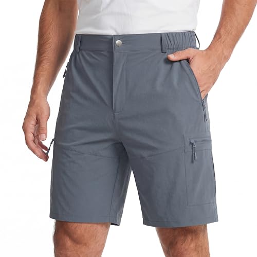 Mens Cargo Shorts - Lightweight Relaxed Fit - Tactical Work Shorts for Men,Stretch Quick Dry Fishing Hiking - color: Light Grey, size: 34