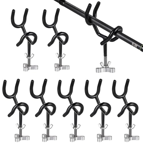 8PCS Fishing Rod Holders for Boat, Sure Grip Steel 20 Degree Angle Rod Holder with Mounting Base, Fishing Rod Holder for Boat, Ship, Yacht and More for Fishing Lovers, Boat Rod Holder