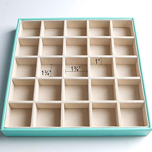 Frebeauty Earring Organizer Classic Jewelry Box 50 Slots Double Layer Jewelry Storage Case with 6 Necklace Hook and Bracelet Pocket(Turquoise) - color: Turquoise