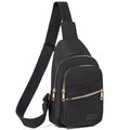 Banelu Small Sling Backpack Crossbody Bags for Women, Small Sling Bag Cross Body Bag Fanny Packs Crossbody Purses - Gold Zipper - color: K Black