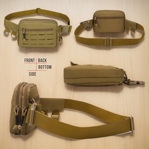Small Waist Bag Fanny Pack for Men Women, Military Style Belt Bag with MOLLE System, Water-Resistant & Adjustable Strap for Running, Hiking, Festivals, Gym (Camo) - color: Camo