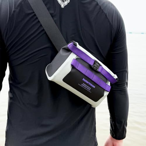 Waterproof Waist Bag, for Surfing, Paddleboarding, Boating,Cycling,Water Park Activities (Gary/purple) - color: Gary/purple