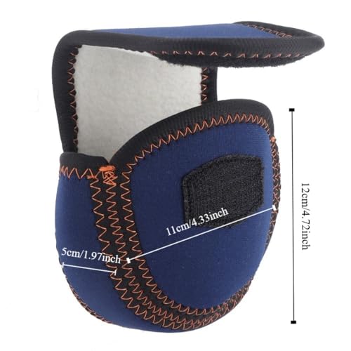 Protective Case, Neoprene Fly Reel Cover with Hook and Loop Closure Durable Anti-Collision Pouch Storage Bag for Reel Care Accessories(Dark Blue)