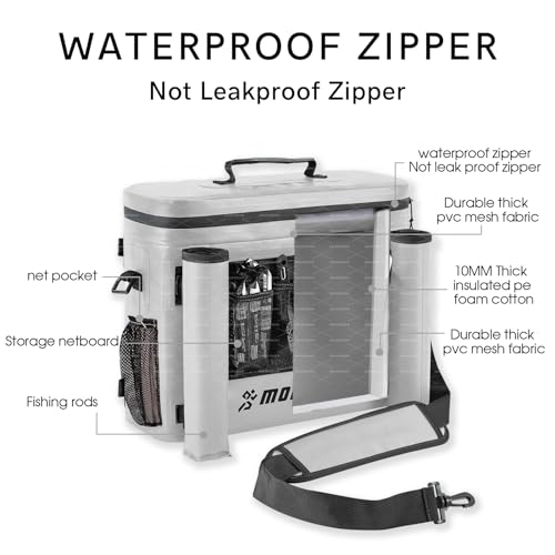 MORXPLOR Kayak Cooler,Waterproof Kayak Seat Back Cooler for Kayaking,Kayak Accessories Cooler Bag,Protable Ice Chest,Beach Cooler,Travel Cooler for Camping or Lunch Bag - color: Light Grey