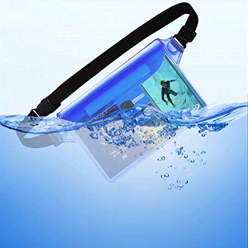 AiRunTech Waterproof Crossbody Belt Bag for Women Men,River Lake Canoe Essential Accessories Must Haves,Waterproof Pouch for Phone Passport Wallet Purse with Waist Strap - color: Black + Blue