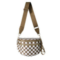 Crossbody Bags for Women, Spacious Nylon Belt Purse Fanny Packs, Crescent Oversized Checkered Bum Bag (Checkered - Caramel) - color: Checkered - Caramel