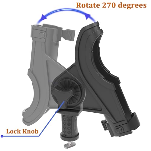 Huntury Kayak Track Fishing Rod Holder with Rubber Strap Easy Adjust and Remove, Compatible with Baitcasting and Spinning Reels, Track Mount Accessories, Kayak Fishing Accessories - color: Pack Of 1