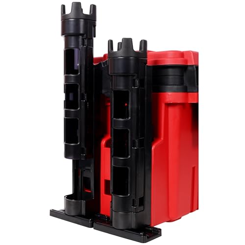 Dual-layer Fishing Tackle Box, Tackle Box Organizer Fishing Box Large, Plastic Portable Tackle Storage Box with 2pcs Rod Holder, 2pcs Cup Holder, 1pc Carring Strap - color: Red
