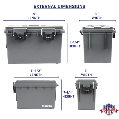 Sheffield 12755 Storage Bins With Lids, 2-Pack Stackable Storage Bins, Made in USA, Lockable and Water-Resistant Containers with Lids, Plastic Containers for Home, Classroom, and Dorm - color: Gray, size: Combo