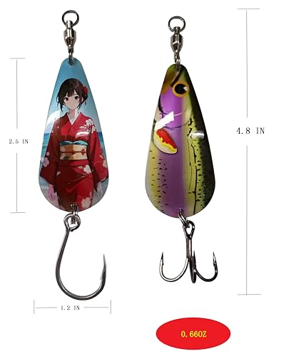 Spinner Spoons Hard Metal Fishing Bait Lures Kit for Pike Walleye Musky Bass Trout-3D Eyes & Treble/Single Hooks with Tackle Box in Freshwater and Saltwater - color: Color A-5PCS