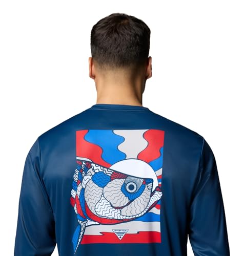 Columbia Men's Terminal Tackle PFG Fish Shine Long Sleeve - color: Coll Navy/Pfg Tarpon Shine, size: X-Small