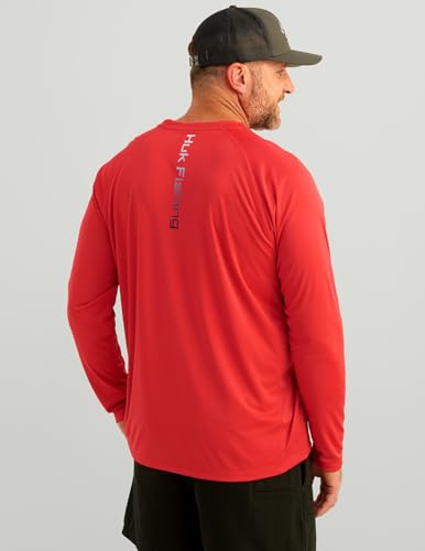 HUK Men's Pursuit Vented Long Sleeve Fishing Shirt (+30 UPF) - color: Channel Marker, size: Small