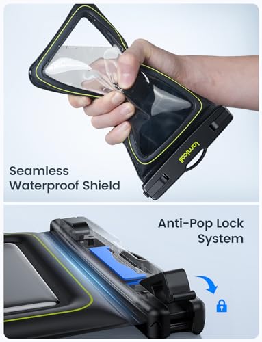 Lamicall IP68 Floating Waterproof Phone Pouch - [2 Pack] Water Proof Phone Case with Lanyard for iPhone 17 16 15 14 13 Pro Max, Galaxy S26 S25 S24 Ultra, Beach Cruise Gifts for Fathers Day, 4-8.5" - color: Green Accent