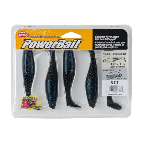 Berkley PowerBait Paddlin' PowerStinger Fishing Soft Bait - color: Black Blue Fleck, size: 4 1/4"