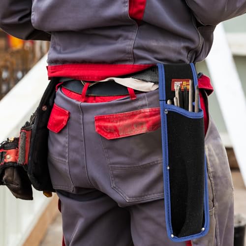 HARFINGTON 2pcs Welding Rod Pouch 12.26" x 3.15" x 9.45" Canvas Welding Rod Bag Leather Electrode Holder with Waist Belt Rivet Reinforcement for Storage Welding Tools, Black Blue - size: 12.26" x 3.15" x 9.45"