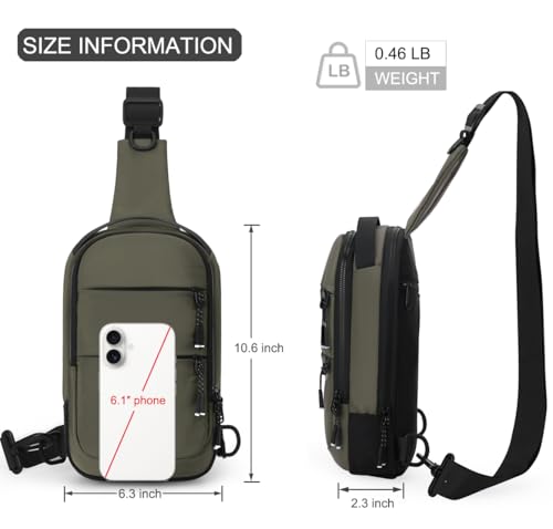 Small Crossbody Bags for Men Women Mini Sling Bag Lightweight Chest Bag for Hiking Travel Sports - color: army green