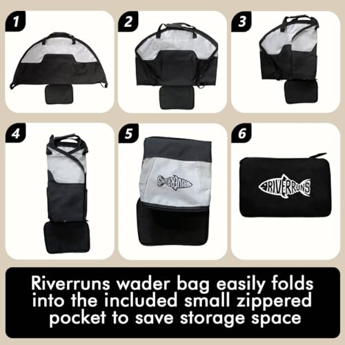 Rivruns Fishing Wader Bag with Vented Mesh, Foldable Waders Boots Changing Pad for Hiking, Camping (Charcoal Taupe) - color: Charcoal Taupe