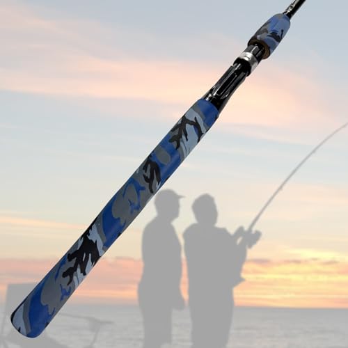 Camo Pattern Heat Shrink for Tennis Rackets & Tool Handles - No Residue, Durable Fit (30mm Diameter, 1.65 ft Length, Gray Camo Color) - color: Blue Camo, size: 28mm dia. x 1.65 ft long