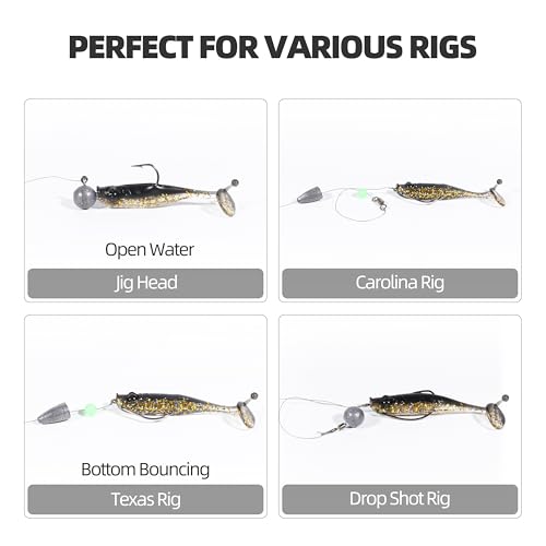 30pcs Soft Plastic Swimbaits with Paddle Tail, T-Tail Fishing Lures for Vertical Jigging and Casting, Freshwater Swimbaits for Bass, Trout, Walleye & Crappie - color: Classic, 2.5''