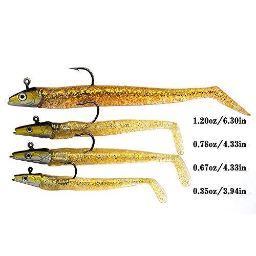 Lead Head Jigs Soft Lures for Hunting or Fishing Lures Swimbaits with Hooks,Artificial Fishing Baits for Saltwater & Freshwater(5pcs/Set) - color: 0.67oz-4.3"