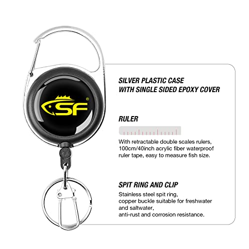 SF Fly Fishing Zinger Retractor with Retractable Measuring Tape Style for Anglers Tools and Gears Holder Combo Black - style: Single