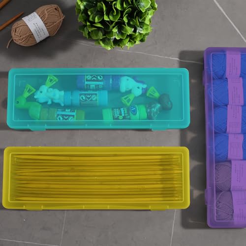 novelinks Plastic Pencil Boxes and Small Plastic Containers with Lids | 6 Pack, Large Color, Large Capacity Pencil Case, Small Storage Containers, Cookie Cutter Storage, Knitting Needle Organizer - color: 6 Pack Large -Color