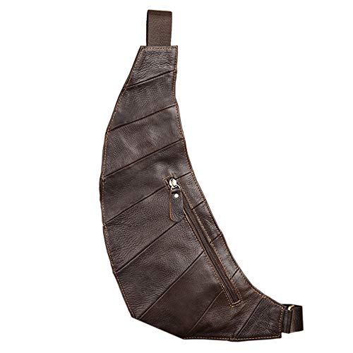 Hebetag Leather Sling Bag Crossbody Backpack for Men Women Travel Outdoor Camping - color: #03coffee