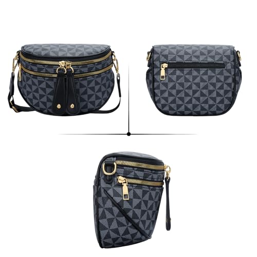 KKXIU Crossbody Sling Bag for Women Trendy Fanny Pack Vegan Leather Chest Bag | Trendy - color: 1-black