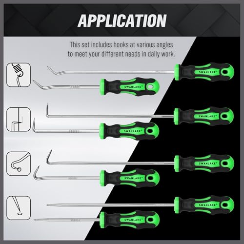 8-Piece Mini Hook and Pick Set, 4PCS 8.6'' & 4PCS 5.7'' Precision Automotive Picks Tools Set for Car Auto Oil Seal, Mechanic Picking Kit, Puller Remover Tools - color: 8-piece Short & Sliver Hook