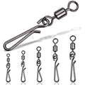 Fishing Swivels Snaps Rolling Barrel Swivels with Fast Clips Fishing Snaps High Strength Speed Clips Connector Freshwater Saltwater Snaps Swivels Fishing Tackle - style: 6#-50pcs