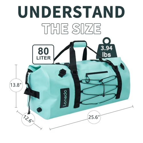 80L Dry Bag Large Waterproof Bag Roll-Top Heavy Duty Fishing Duffel Bag with Durable Straps & Handles for Kayaking Paddle boarding Boating Rafting Fishing - color: Lake Blue