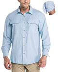 33,000ft Men's Long Sleeve Sun Protection Shirt UPF 50+ UV Quick Dry Cooling Fishing Shirts for Travel Safari Camping Hiking - color: Light Blue, size: XX-Large