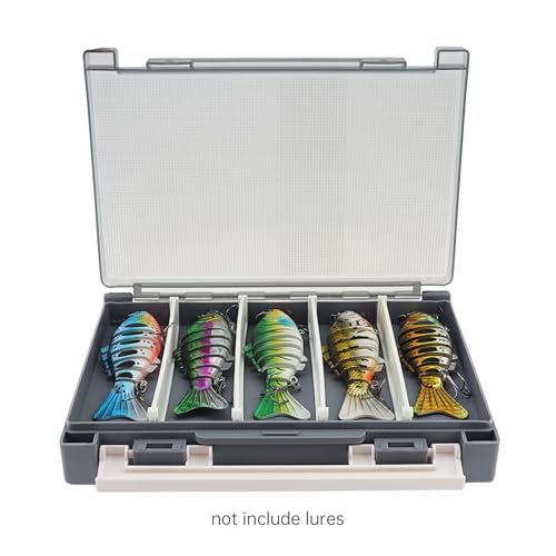 Double Sided Fishing Lure Box Organizer, Fishing Tackle Box Storage Hard Plastic Container Case for Lure Bait Hooks Beads Jewelry Earring - color: Gray