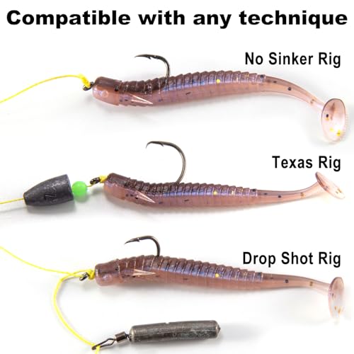 Dr.Fish 10 Pack Paddle Tail Swimbait 3'' Soft Plastic Fishing Lure Bass Fishing Freshwater Minnow Shad Bait Crappie Panfish Blugill - color: Glow in Dark_3''