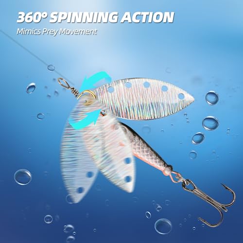Inline Spinner Bait – Fish-Shaped Spinnerbait Lures 5-Pack, 360° Rotation with Reflective Blades, Perfect for Freshwater & Saltwater Fishing, Targeting Bass, Trout, Pike, Perch & More - color: Flying Fish Spinnerbait