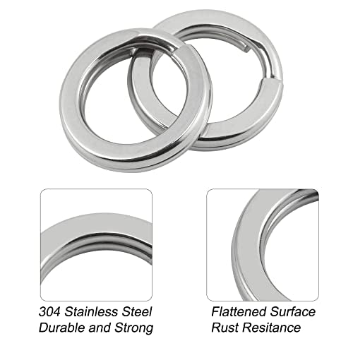 Alwonder 100-Pack Fishing Split Rings Stainless Steel Lure Rings, 9-400LB Hyper Wire Fishing Ring Heavy Duty Flattened Freshwater Saltwater Terminal Tackles Lure Solid Snap Ring Connectors - size: Size1-9LB-5mm-100pk
