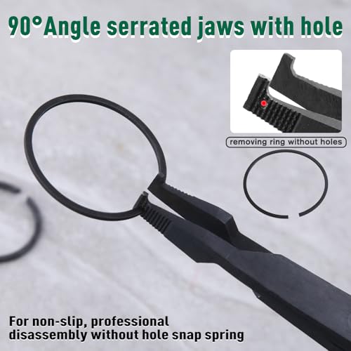 SPEEDWOX 9 inch Angle Tip Lock Ring Pliers for Transmission, Special Circlip Plier with Hole Angle Tip Retaining Ring Pliers Flat Nose Retaining Ring Pliers with Black Oxide Finish Ring Opening - style: 9"