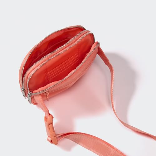 Pander Everywhere Belt Bag for Women, 5 Zipper Pockets Nylon Crossbody Fanny Pack Purse (Dark Salmon). - color: Dark Salmon