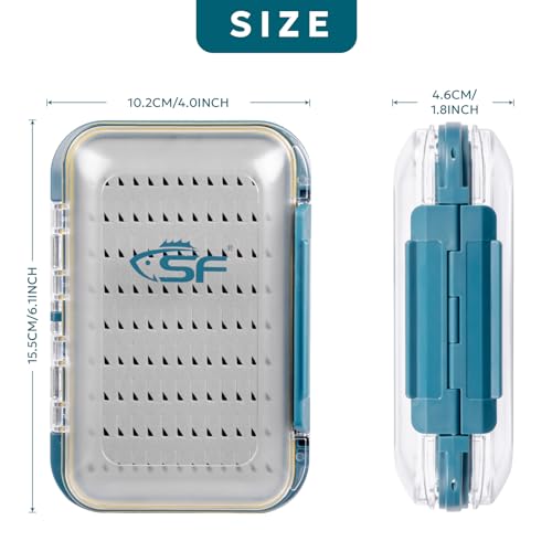 SF Large Waterproof Fly Box For Fly Fishing Double Sided Clear Lid Ice Fishing Jig Head Tackle Box Fly Flies Dry Flies Wet Flies Nymph Streamer Easy Grip Foam - style: Easy Grip Foam-Large