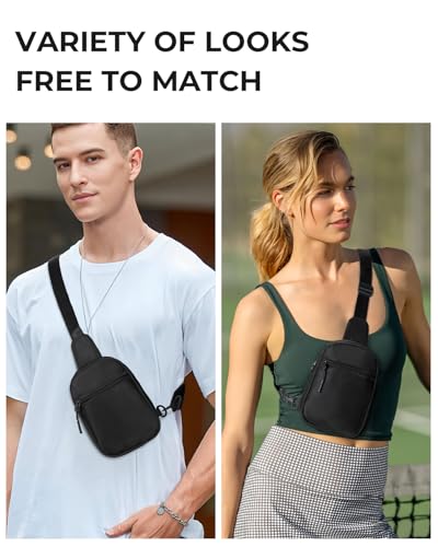 CHOLISS Small Sling Bag for Women and Men, Crossbody Bags Trendy Fanny Packs Chest Bag with Extended Strap - color: D01 Black - Upgrade