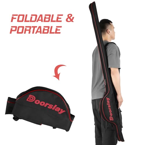 Fishing Rod Bag - 63 Inch Rod & Reel Protective Case, Portable Folding Pole Case, Waterproof Tackle Storage & Organizer - color: Black&Red