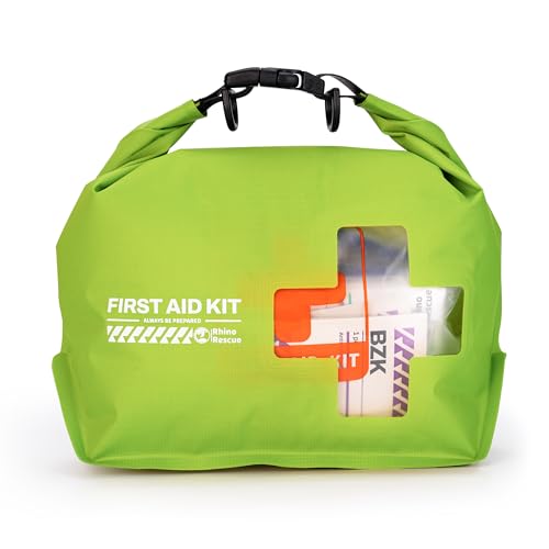 RHINO RESCUE Waterproof Boat First Aid Kit, Lightweight Boat Accessories Dry Bag, Emergency Marine Survival Supplies for Outdoor Kayak, Fishing, Floating, Swimming, Beach & Camping (Green) - color: Green
