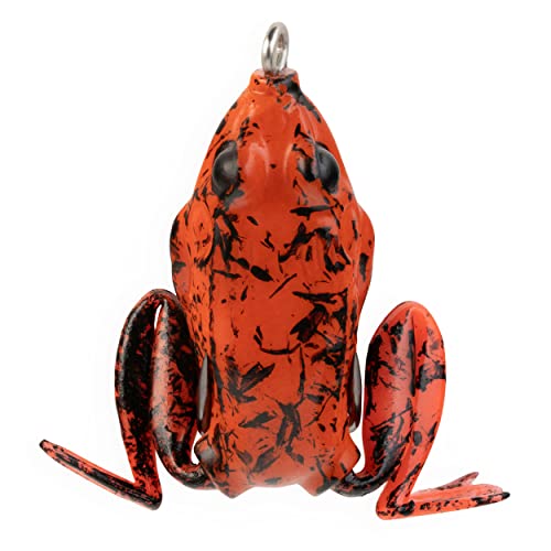 LUNKERHUNT Frog Lure for Bass Fishing | Pocket Frog Fishing Lure 1.75 Inch | Topwater Fishing Lures, Soft Hollow Body, Weedless Hooks for Trout, Pike in Saltwater and Fresh Water - style: Fire Belly